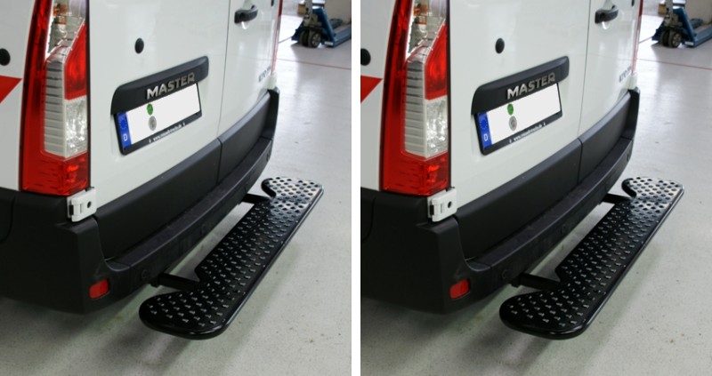 Ausziehbare Hecktrittstufe für Nissan NV400, Bj. 2010-2021, Frontantrieb, für Fahrzeuge mit Bosal-Anhängerkupplung
