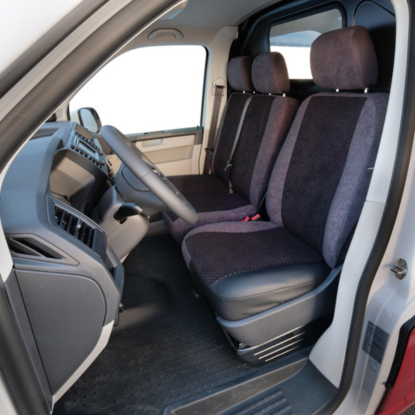 Sitzbezug für Volkswagen T6 Transporter & Caravelle, Bj. 2015-2019, Alcanta, Doppelbank vorn, ohne Seitenairbag
