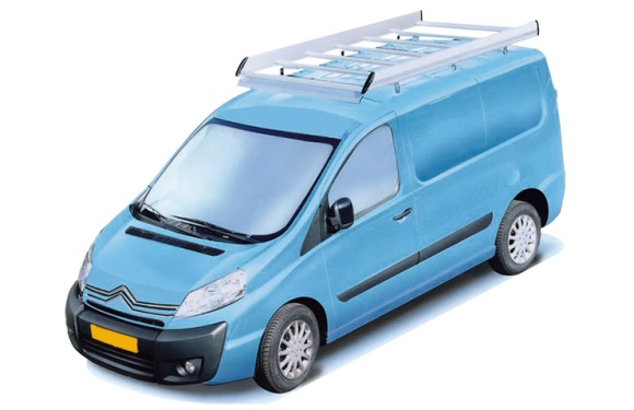 Dachgepäckträger aus Aluminium für Citroen Jumpy, Bj. 2007-2016, Radstand 3122mm, Normaldach, mit Hecktüren