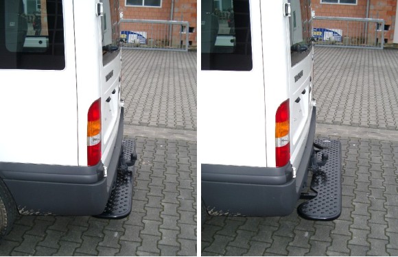 Ausziehbare Hecktrittstufe für Fiat Ducato, Bj. ab 2006, für Fahrzeuge mit Thule-Anhängerkupplung 4819 (ehem. BRINK)