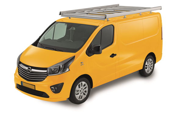 Dachgepäckträger aus Aluminium für Opel Vivaro, Bj. 2014-2019, Radstand 3498mm, Normaldach, L2/H1, mit Hecktüren