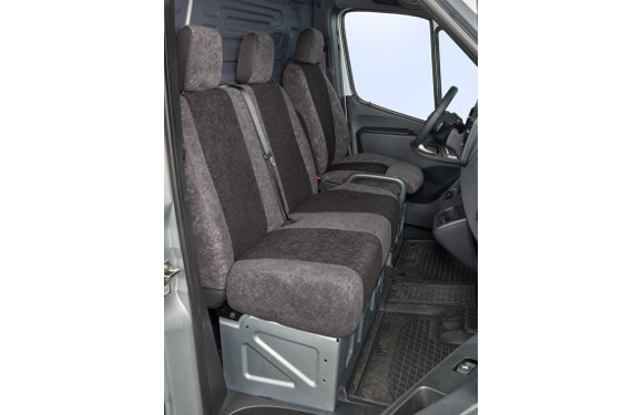 Sitzbezug für Mercedes-Benz Sprinter, Bj. ab 2018, aus Kunstleder, Doppelbank vorn mit Seitenairbag
