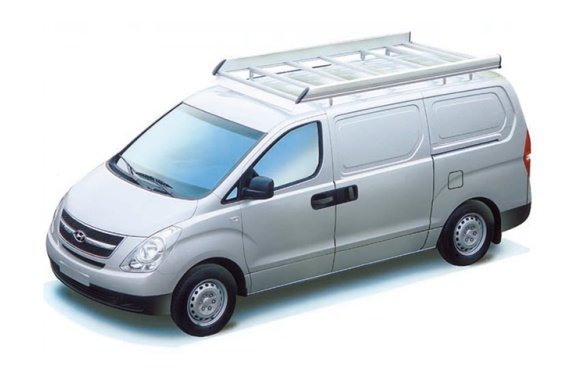 Dachgepäckträger aus Aluminium für Hyundai H1, Bj. ab 2008, Radstand 3200mm, Normaldach, mit Hecktüren