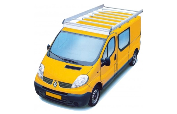 Dachgepäckträger aus Aluminium für Renault Trafic, Bj. 2001-2014, Radstand 3098mm, Normaldach, L1/H1, mit Hecktüren