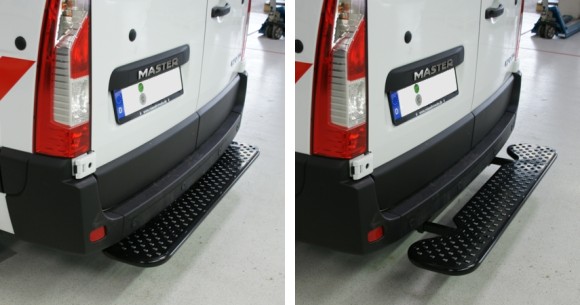 Ausziehbare Hecktrittstufe für Renault Master, Bj. 2010-2024, Frontantrieb, für Fahrzeuge ohne Anhängerkupplung