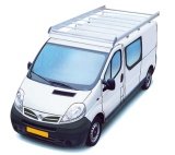 Dachgepäckträger aus Aluminium für Nissan Primastar, Bj. 2003-2015, Radstand 3098mm, Normaldach, L1/H1, mit Hecktüren